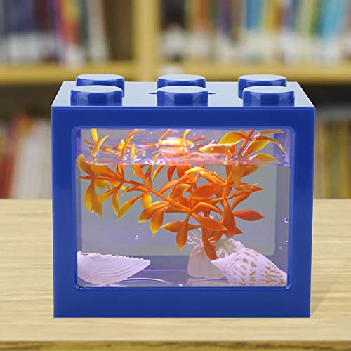 Kleines Betta-Aquarium aus Acryl – Tischaquarium für Thailändische Betta-Fische – Deko-Betta-Fischschale für Zuhause und Büro (Blue) von Yctze