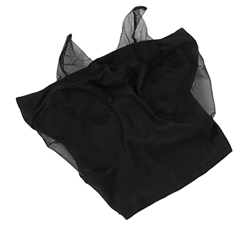 Premium Pferde-Mesh-Fliegenmaske mit Ohrenschutz, Atmungsaktive Elastische Pferde-Gesichtsmaske, Geeignet für Alle Pferde, Reitausrüstung (Black) von Yctze