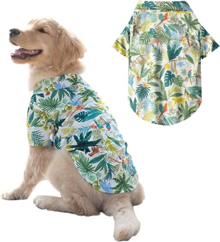 Hawaii großes Hundeshirt – Sommerkostüm für Haustiere, atmungsaktiv, cooles T-Shirt, niedliches Welpenkleidungsdesign für Freizeit, Luau-Stil, Freizeit, Strand, Camping, Urlaub, geeignet für 13,6 - 50 von YeGang