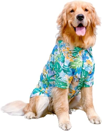 Hawaii großes Hundeshirt – Sommerkostüm für Haustiere, atmungsaktiv, cooles T-Shirt, niedliches Welpenkleidungsdesign für Freizeit, Luau-Stil, Freizeit, Strand, Camping, Urlaub, geeignet für 13,6 - 50 von YeGang