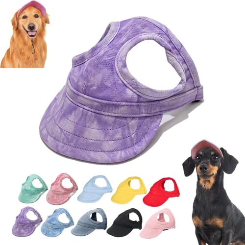 YeGang Sonnenschutz für Hunde im Freien – Hunde-Baseballkappe, Strandhut für kleine, mittelgroße und große Hunde mit Ohrlöchern, verstellbarer Hunde-Sonnenhut für Welpen, Sonnenhaube, Outfit (L, von YeGang