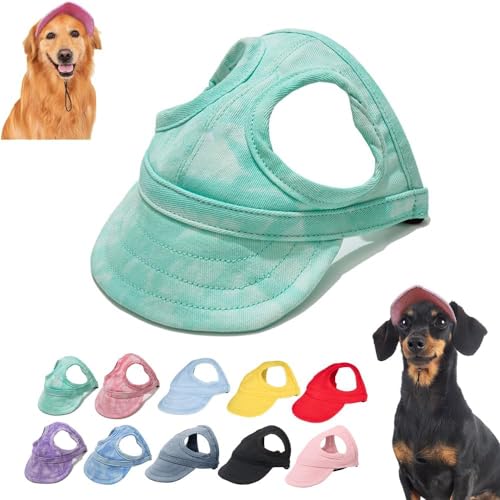 YeGang Sonnenschutz für Hunde im Freien – Hunde-Baseballkappe, Strandhut für kleine, mittelgroße und große Hunde mit Ohrlöchern, verstellbarer Hunde-Sonnenhut für Welpen, Sonnenhaube, Outfit (L, von YeGang