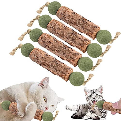 4 Stück Katzenminze Sticks,Katzensticks Zur Zahnreinigung,Kausticks für Katzen,Katzenminze Sticks Bio,Katzen Zahnpflege Spielzeug,Kausticks Set,Katzen Sticks,Cat Chewing Toy,Spielzeug für Katzen von YeahBoom