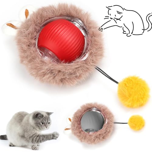 Interaktives Katzenspielzeug Katzenball, Katzenball Elektrisch mit Schnur, 360° Rolling Smart Ball FüR Katzen Und Hunde, Katzenspielzeug Elektrisch mit USB Aufladbar, Interaktives Katzenball Spielzeug von YeahBoom