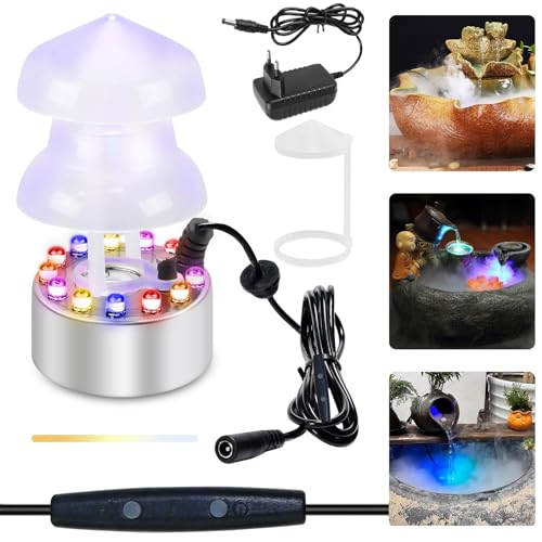 Ultraschall Vernebler,Nebelmaschine Mini,Wassernebler,12 LED Nebelmaschine,Mist Maker Wassernebler Fogger,Spritzschutz Ultraschall Nebler,Nebelmenge≥400ml/H,mit Abnehmbarem Spritzschutz von YeahBoom