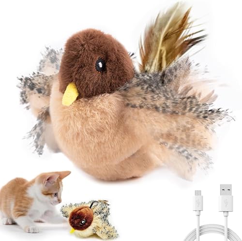 YeahBoom Katzenspielzeug Vogel Fliegt Elektrisch,Fliegendes Vogel Katze Spielzeug,Flapping Bird Cat Toy,Interaktives Spielzeug Selbstbeschäftigung,USB-Aufladbar Interaktives Katzenspielzeug Vogel von YeahBoom