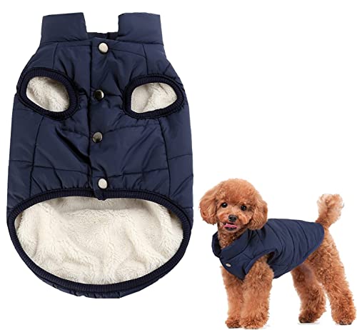 Hunde-Winterjacke, winddicht, für Welpen, Hunde, Winterweste, warme Fleece-Kleidung für große Hunde, Bekleidung, kaltes Wetter/Leinenloch (XXX-Large, Blau) von Yealay