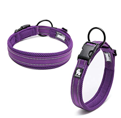 Yealay Hundehalsband, Nylon, reflektierend, langlebig, verstellbar, atmungsaktives Netz, weich, bequem, leicht, Halsbänder für mittelgroße und große Hunde, Spazierengehen, Outdoor (XL (50-55 von Yealay