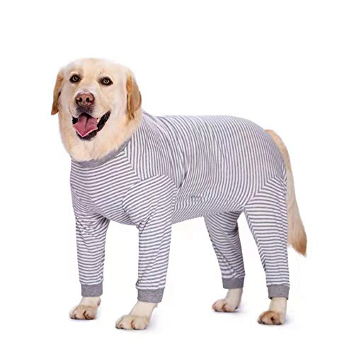 Yeapeeto Einteiler für Hunde, zur Erholung, für große und mittelgroße Hunde, Schlafanzug, Ganzkörper für Haarausfall, Allergien, Anti-Lecken, Wundschutz, Kegel-Alternative (6XL, Grau) von Yeapeeto