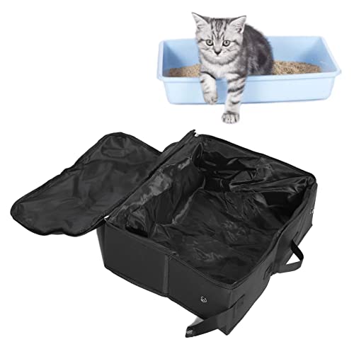 Tragbare Katzentoilette für Katzen, Reisetoilette für Katzen mit Deckel, Standard- Wasserdichter Zusammenklappbarer Toilettenbehälter mit Versiegelten Doppelreißverschlüssen von Yechiry