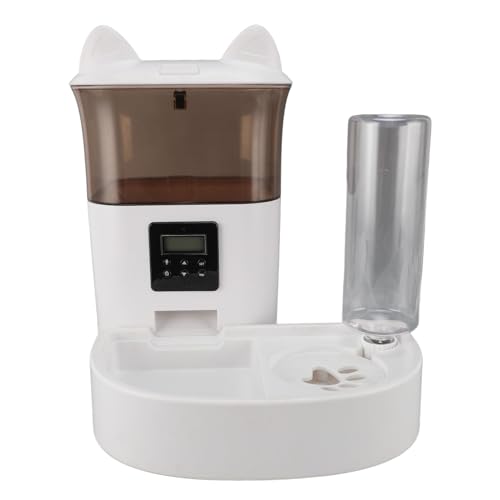 Yechiry Automatische Katzenfütterung, Sprachansage Zeitgesteuerte Katzennahrung mit Wasserspender, Hundefütterungsstation | Trockenfutter-Spender | Smart Pet Feeder für Haustiere (Brown) von Yechiry