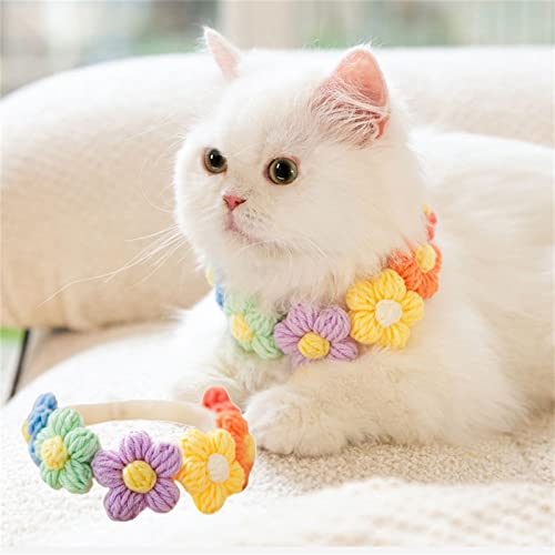 Yeduzyn Gestricktes Blumenhalsband für Katze oder Welpen, Halskette Hundezubehör Kätzchenhalsband Mädchen Junge Haustier Sicherheitshalsband Verstellbare Länge (Große 9 Blumen) von Yeduzyn