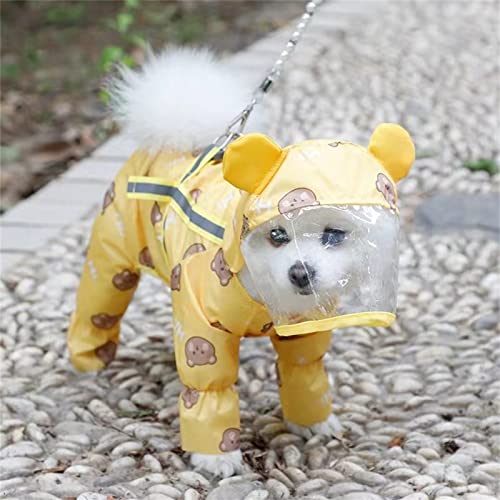 Yeduzyn Vollständiger Haustier-Regenmantel, wasserdichter Hunde-Regenmantel mit Kapuze für kleine, Poncho mit reflektierendem Riemen, leichte Regenjacke mit Loch für die Leine (Größe XL) von Yeduzyn