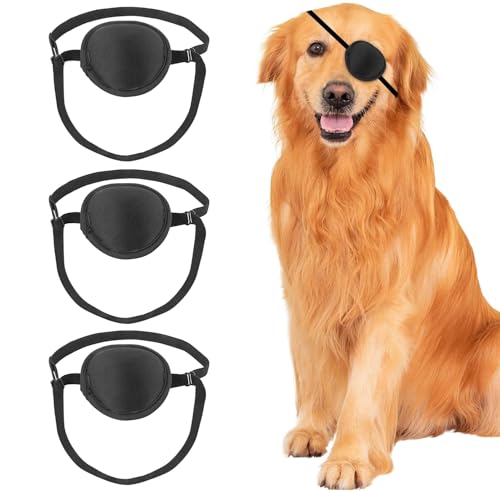 YeeBeny Hundeaugenklappe, Augenklappe für Hunde Augenverletzungen nach Operationen Wunden, verstellbare weiche Augenklappe Hunde Augenabdeckung 3 Stück von YeeBeny