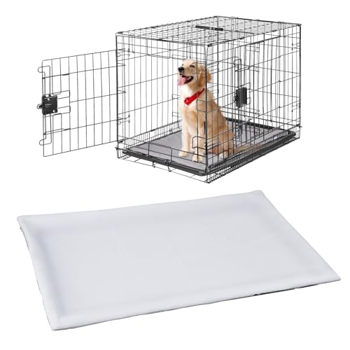 YeeBeny Hundekäfig-Pfannenabdeckung, Hundekäfig-Einsatz für Haustiere, Hundekäfig-Tablett, Fleece-Seite und gesteppte Seite, wendbar, zusammenklappbar, ohne Tablett (76 x 48 cm) von YeeBeny