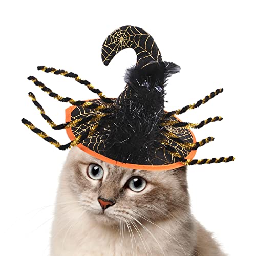 Yeeda Halloween Haustier Kostüm, Verstellbarer süßer Haustier Hexenhut, Spinne Halloween Haustier Hut, Katze Halloween Hut Halloween Haustier Kostüm Zubehör für Haustier Halloween Cosplay von Yeeda