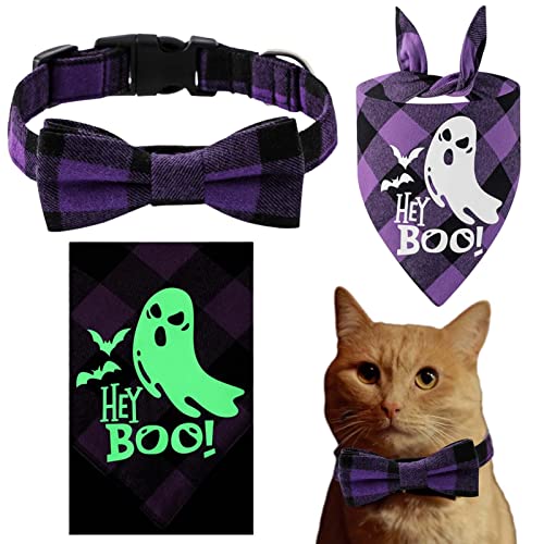 Yeeda Halloween-Hundehalstuch, einzigartiger leuchtender dreieckiger Hundeschal | auffälliger Gitter-Halsband, Schal, Halloween-Haustier-Halstuch, Urlaubskostüme, Zubehör von Yeeda