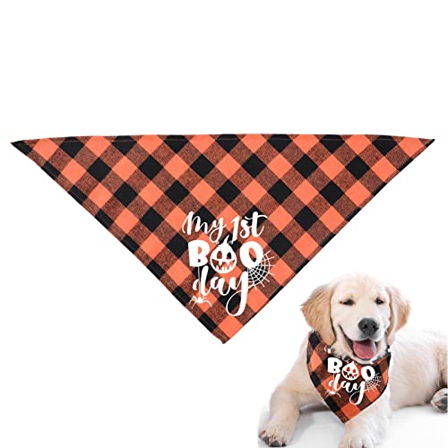 Yeeda Halloween Hundehalstücher, Leuchtender Kürbis Plaid Dreieck Schal, Verstellbare Lätzchen, Wiederverwendbare Hundekostüme, Hund Haustier Kostüm Zubehör Dekoration von Yeeda