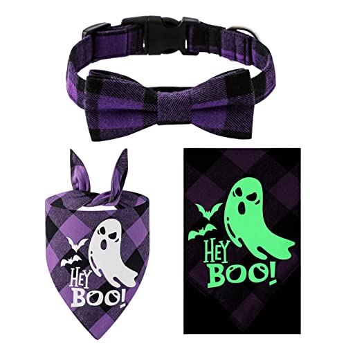 Yeeda Halloween-Hundehalstücher | Weiches Halsband, leuchtendes Hunde-Lätzchen – kreatives Urlaubs-Haustier-Gitter-Halsband, Halloween-Themenmuster für Haustiere, Hunde und Katzen von Yeeda