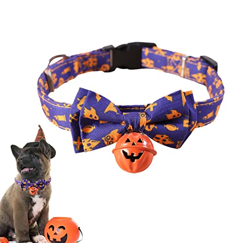 Yeeda Hund Halloween Halsband, Haustier Halsband Katzenhalsband, verstellbare Schnalle Katzenhalsband, Hundehalsband Zubehör Halloween Hund Charms Kürbis Fliegen, Klein Mittel Groß von Yeeda