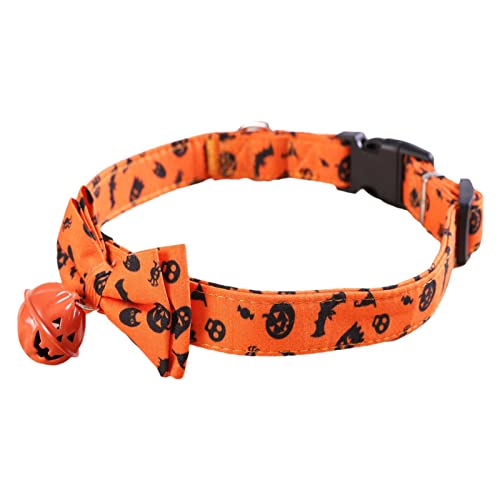 Yeeda Hund Halloween Halsband, Haustier Halsband Katzenhalsband, verstellbare Schnalle Katzenhalsband, Hundehalsband Zubehör Halloween Hund Charms Kürbis Fliegen, Klein Mittel Groß von Yeeda