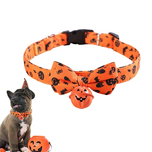 Yeeda Hund Halloween Halsband, Haustier Halsband Katzenhalsband, verstellbare Schnalle Katzenhalsband, Hundehalsband Zubehör Halloween Hund Charms Kürbis Fliegen, Klein Mittel Groß von Yeeda