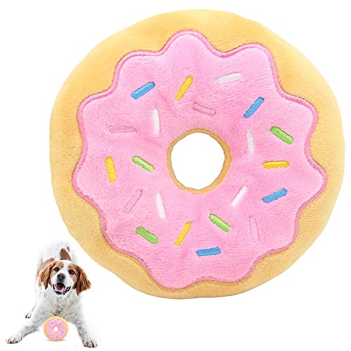 Yeeda Quietschender Plüsch-Donut für Hunde – Donut-Stofftier für Hunde, Haustier-Beißspielzeug für Welpen, Hunde, Haustiere, Geräusche, Plüsch-Donut von Yeeda