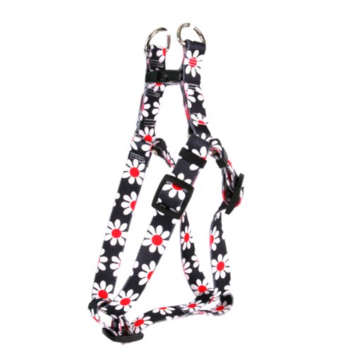 Yellow Dog Design Black Daisy Step-In Dog Harness 3/8" Wide and Fits Chest Circumference of 4.5 to 9", X-Small von Yellow Dog Design