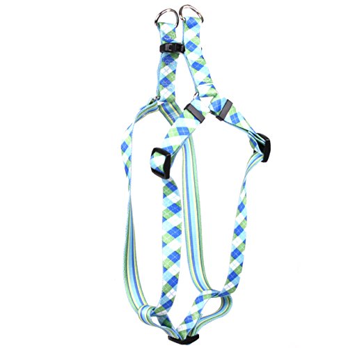 Yellow Dog Design Blue and Green Argyle Step-In Dog Harness, Medium von Yellow Dog Design