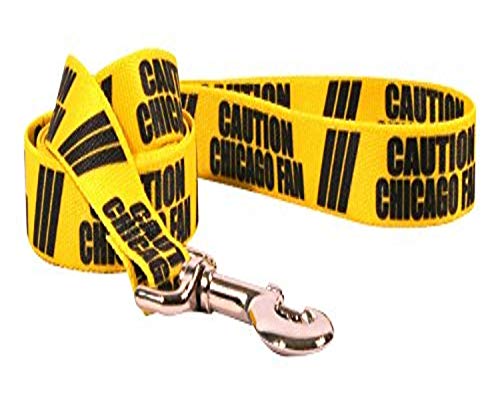 Yellow Dog Design Caution Chicago Fan Dog Leash with Easy Grip Comfort Grip Handle, 1" Wide von Yellow Dog Design