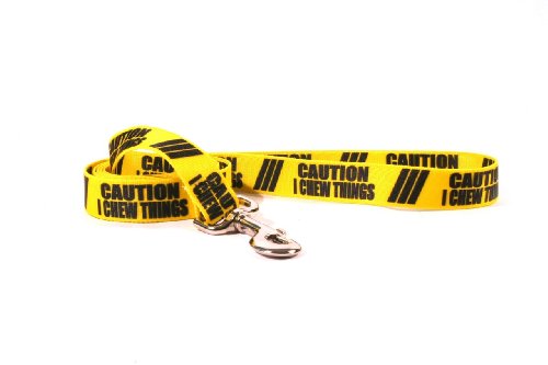 Yellow Dog Design Caution I Chew On Things Dog Leash with Easy Grip Comfort Grip Handle, 1" Wide von Yellow Dog Design