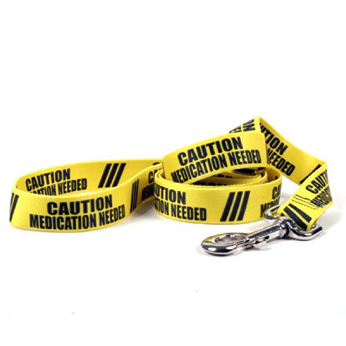 Yellow Dog Design Caution Medikamenten nötig Hund Leine mit Easy Grip Komfort Griff, 2,5 cm breit von Yellow Dog Design