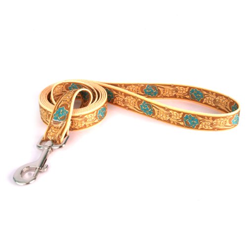 Yellow Dog Design Leather Rose Teal Fabric Dog Leash 3/8" Wide and 5' (60") Long, X-Large von Yellow Dog Design