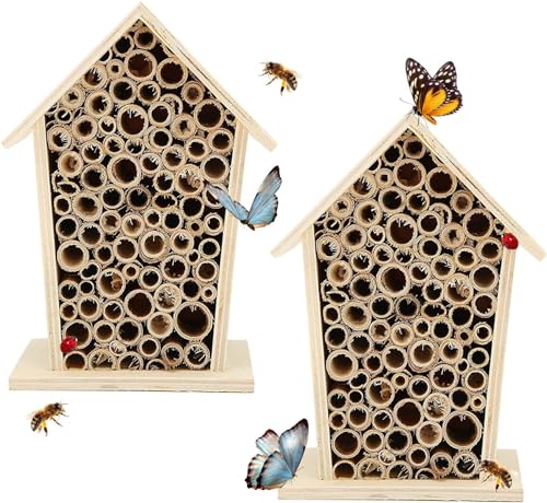 Insekten-Bienenhaus aus natürlichem Holz, hängendes Bienenhaus für Gärten, natürliches Holz-Schmetterlingshotel für Bienen, Schmetterling, Marienkäfer, Lebensraum, Bienenhotel, Garten, von Yelschwa