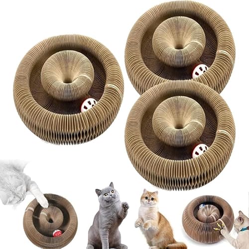 Kitty Kurlz Katzenspielzeug Katze Akkordeon Spielzeug Akkordeon Katzenspielzeug Magische Orgel Katze Kratzbrett Faltbares Akkordeon Katzenspielzeug Katze Akkordeon Spielzeug mit Ball (3PCS) von Yelschwa