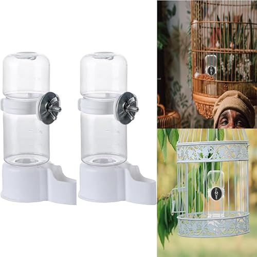 Vogel-Wasserspender für Vögel, automatischer Vogelwasserspender für Käfig, Vogel-Wasserflasche, Trinker, Futter-Samenspender, Käfigzubehör für Papageien, Wellensittiche, Sittiche, Nymphensittiche (2 von Yelschwa