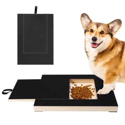 Yelschwa Hunde-Nagelkratzbrett, Holz, Hunde-Nagelfeile mit integrierter Snackbox, Schleifpapier, Welpen-Nagelschleifpad für sichere Haustier-Nagelpflege, Hundekrallenschleifer, Hundespielzeugbox von Yelschwa