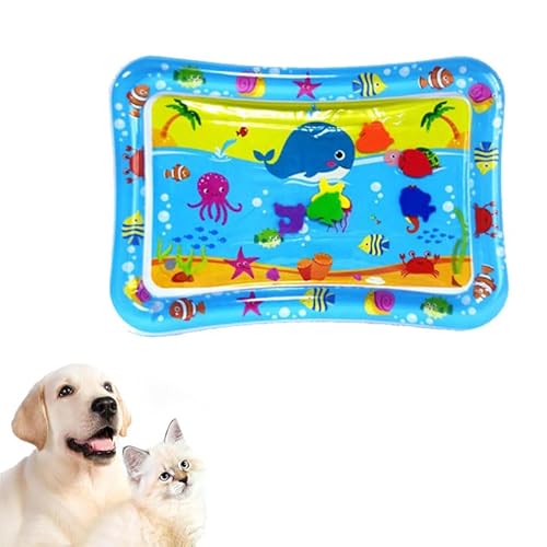 Yelschwa Sensorische Wassermatte für Katzen, Wasserspielmatte, sensorisches Spielzeug, wasserbefüllbar, Kühlmatten, dickes Spielwasser, sensorisches Pad, interaktives Katzenspielzeug für Indoor-Katzen von Yelschwa