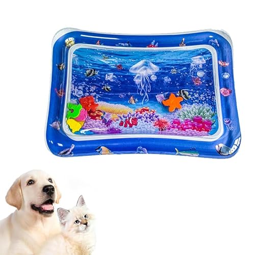 Yelschwa Sensorische Wassermatte für Katzen, Wasserspielmatte, sensorisches Spielzeug, wasserbefüllbar, Kühlmatten, dickes Spielwasser, sensorisches Pad, interaktives Katzenspielzeug für Indoor-Katzen von Yelschwa