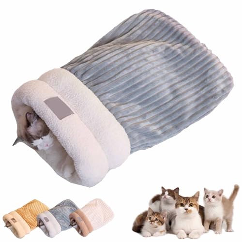 Cat Winter Sleeping Bag, Cat Sleeping Bag, Cat Sleeping Bag for Indoor Cats, Winter Cat Sleeping Bag, Sleeping Bags for Cats, Pet Sleeping Bag, Winter Warm Sleeping Bag, Plush Soft Pet Bed (Blue-L) von Yeluptu