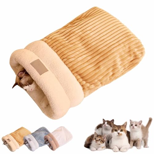 Cat Winter Sleeping Bag, Cat Sleeping Bag, Cat Sleeping Bag for Indoor Cats, Winter Cat Sleeping Bag, Sleeping Bags for Cats, Pet Sleeping Bag, Winter Warm Sleeping Bag, Plush Soft Pet Bed (Orange-L) von Yeluptu