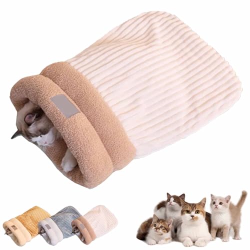 Cat Winter Sleeping Bag, Cat Sleeping Bag, Cat Sleeping Bag for Indoor Cats, Winter Cat Sleeping Bag, Sleeping Bags for Cats, Pet Sleeping Bag, Winter Warm Sleeping Bag, Plush Soft Pet Bed (White-L) von Yeluptu