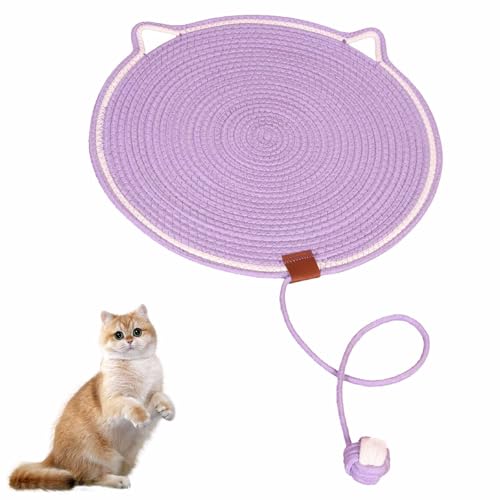 Celery Pets Dual Scratching Pad, Large Size Cat Bed Cat Scratching Pad with Cat Toy, Scratching Pads for Indoor Cats, Celery Pets Scratch Pad, Natural Cotton Rope Cat Scratching Pad Mat (Purple) von Yeluptu