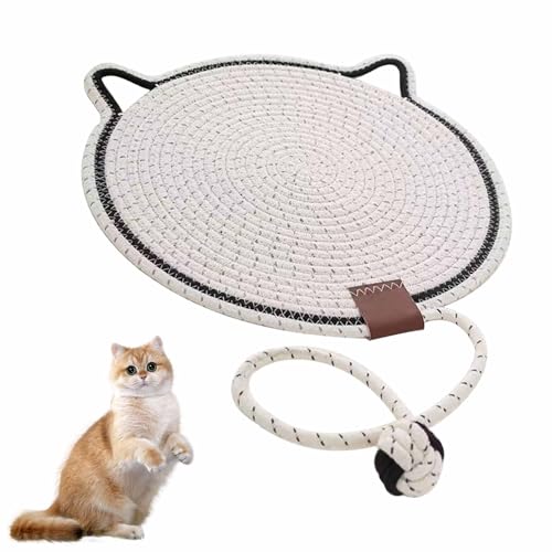 Celery Pets Dual Scratching Pad, Large Size Cat Bed Cat Scratching Pad with Cat Toy, Scratching Pads for Indoor Cats, Celery Pets Scratch Pad, Natural Cotton Rope Cat Scratching Pad Mat (White) von Yeluptu