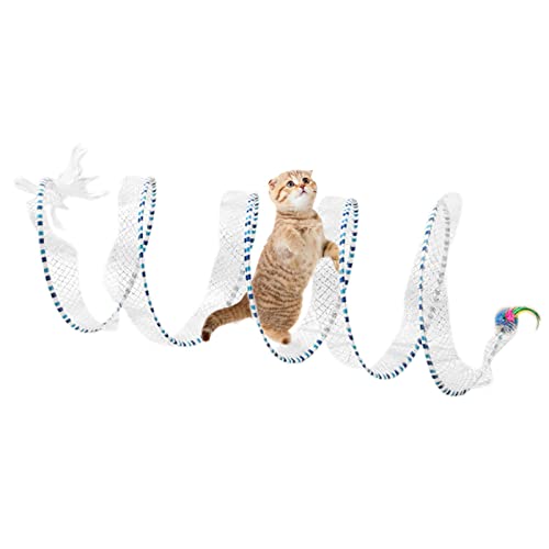 Katzentunnelspielzeug - zusammenklappbares Federkätzchen S-förmiges Spielspielzeug - Interaktive Katzenröhre mit Plüschmaus für Hauskatzen, tragbares Tierübungsspielzeug zur Unterhaltung Yemyap von Yemyap