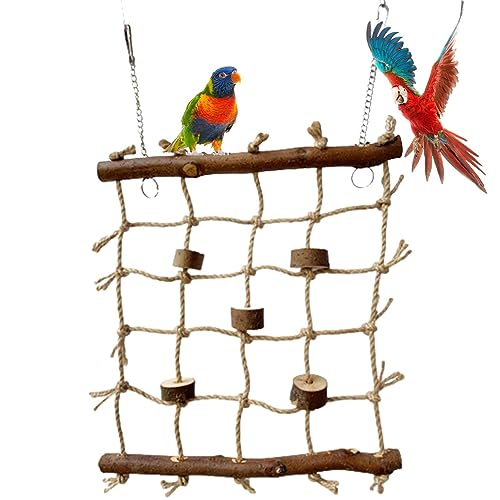 Kletternetz für Vögel | Hängematte hängendes Seilnetz Papageienkäfig Spielzeug,Einfach zu bedienendes, multifunktionales Papageien-Vogel-Haustier-Kletterwerkzeug Yemyap von Yemyap