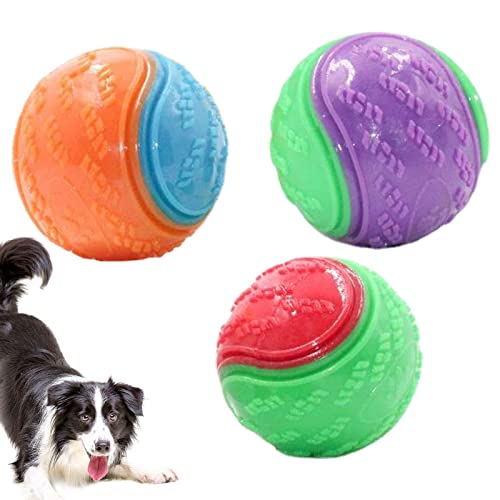 Yemyap 3 Stück Hundeball Quietschend Unzerstörbar - Hundespielzeug Ball Set, Quietschball Für Große Hunde, Quietschende Hundebälle, Langlebig Für Kleine Und Mittelgroße Hunde von Yemyap
