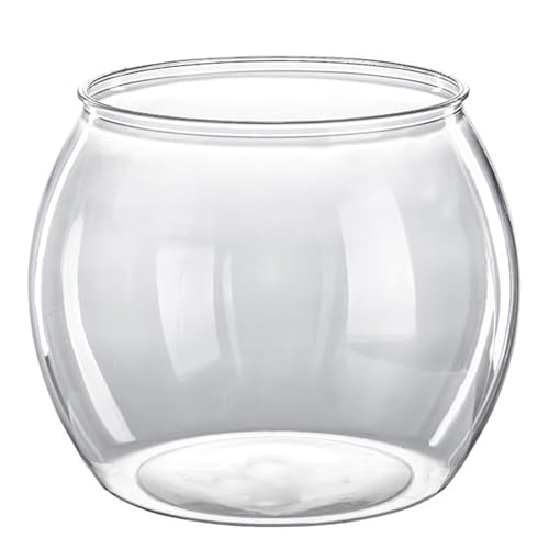 Fischschüssel Vase Plastikfischschalen 6.3 '' Dia Clear Goldfish Bowl Bruchsicheres Fischschüssel Vase kleine Aquarium Fischschale für hydroponische Pflanzer Terrarium Schüssel Büro Tischdekoration D von Yeory