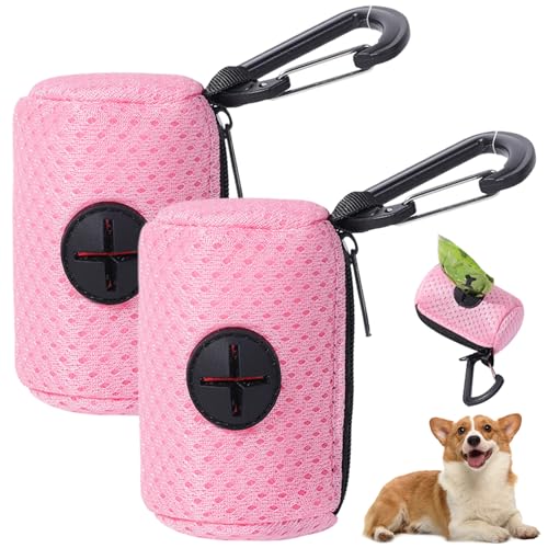 Hundekotbeutelhalter 2pcs 2,8x2in Mesh Reißverschluss Hundekotbeutelspender mit Schnalle atmungsaktives waschbares tragbares Hundekotbeutelhalter für Leine Haustasche, keine Poop -Tasche, Style11 von Yeory