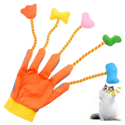 Katzenspielzeug für Innenkatzen, lustige Katzenspiel-Handschuhspielzeuge gefüllt Plüschkitty-Teaser-Schnitthuhn mit eingebauter Bell-Fünf-Fingern-Katzenspielspielzeug für Innenkatzen, Katzenspielzeug von Yeory